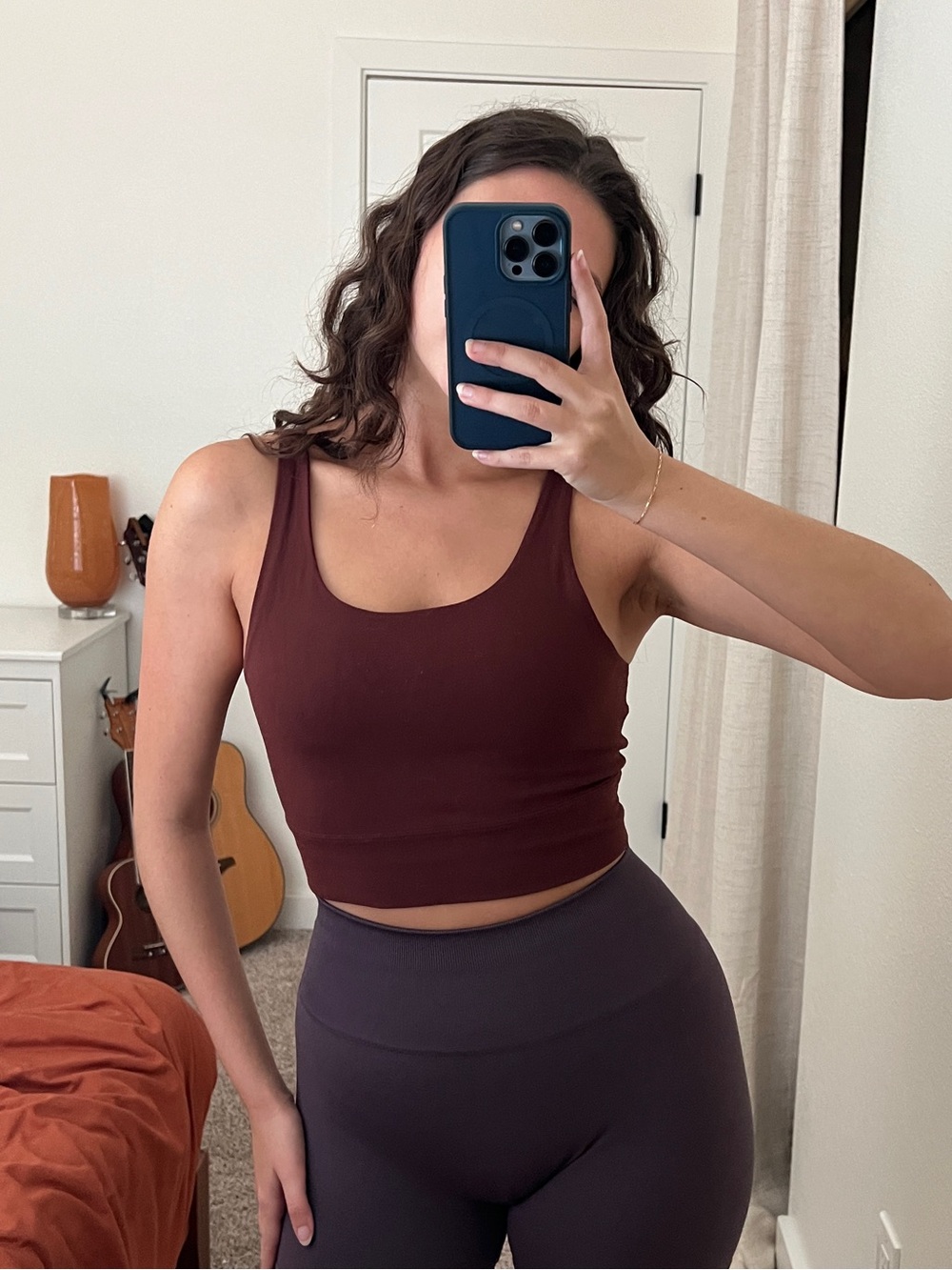 Nike Women's Yoga LUXE Infinalon Crop Tank Top - Maroon